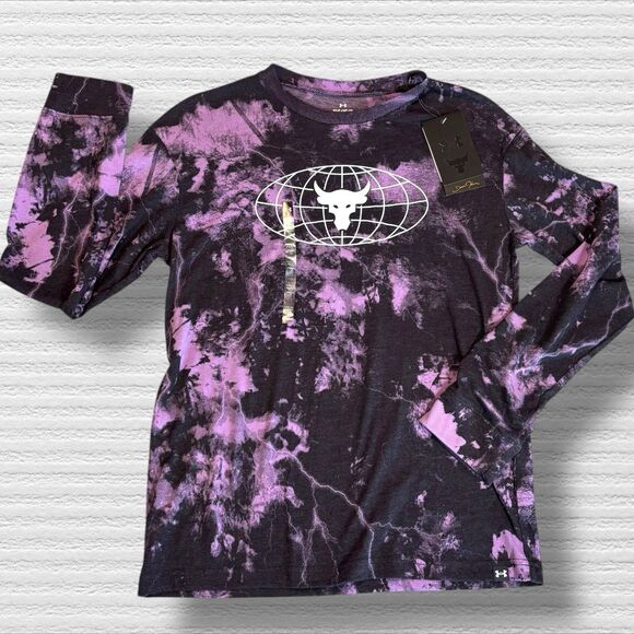 Under Armour UA Project Rock Brahman Tie Dye T-Shirt Youth Large Blk Purple NWT - Picture 1 of 8